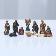 TERGAYEE Nativity Holy Family Statue Set,Includes Holy Family Resin Decorative Figures, Resin Nativity Figurine Set, Nativity Stable Manger Lighted Resin Decor